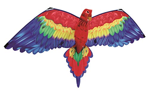 Paul Günther 1152 - 3D Drachen Papagei Cora, Einleinerdrachen mit farbenprächtigem Segel aus hochwertigem Polyester, für Kinder ab 6 Jahren, mit Schnur und Griff, ca. 144 x 80 cm groß von GÜNTHER FLUGSPIELE