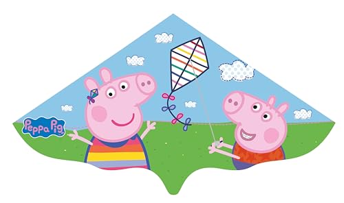 Paul Günther 1216 - Kinder-Drachen mit Peppa Pig Motiv, komplett flugfertig mit Wickelgriff und Schnur, Einleiner-Drachen aus robuster Folie für Kinder ab 4 Jahren, ca. 115 x 63 cm von Günther Flugspiele