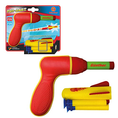 Günther Flugspiele 1542 - Raketenspiel Pop Darts, ca. 12 x 15 cm, Wurfspiel mit 1 Schaumstoff-Rakete und 2 Soft Darts, Raketen Spielzeug für Kinder ab 4 Jahren, inkl. Abschusspistole Günther Flugspiele 1542 - Raketenspiel Pop Darts, ca. 12 x 15 cm, Wurfspiel mit 1 Schaumstoff-Rakete und 2 Soft Darts, Raketen Spielzeug für Kinder ab 4 Jahren, inkl. Abschusspistole von GÜNTHER FLUGSPIELE