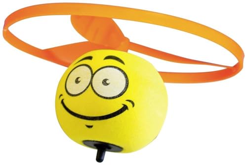 Paul Günther 1638 - Fliegender Kreisel Spin Ball mit Smiley Motiv, inkl. Starter, für Kinder ab 4 Jahren, fliegt hoch und kreiselt nach der Landung, Rotor ca. Ø 12,5 cm von GÜNTHER FLUGSPIELE