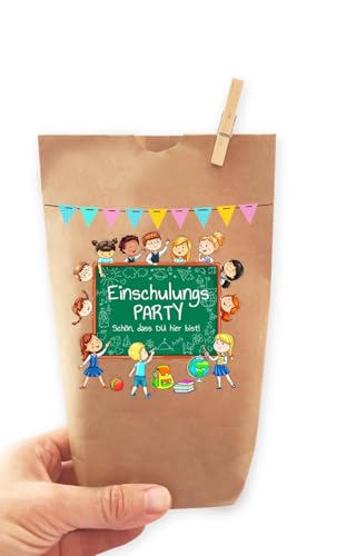 ♥ 6x EINSCHULUNG Party Geschenktüten ♥ Tüten liebevoll bedruckt aus Kraftpapier, zum Verpacken von Geschenken, Gastgeschenken, Mitgebsel, Giveaways, Kindergeburtstag, Hochzeit. 100% recyclebar! von Paul´s Papierfabrik