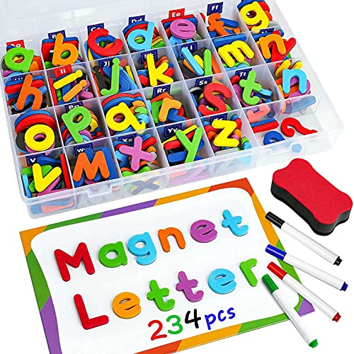 Pavewood 244 Stück Magnet Buchstaben Zahlen Set, Großbuchstaben Kleinbuchstaben Schaumstoff Alphabet ABC 123 Kühlschrank Magnet, Lernen Spielzeug Set von Pavewood