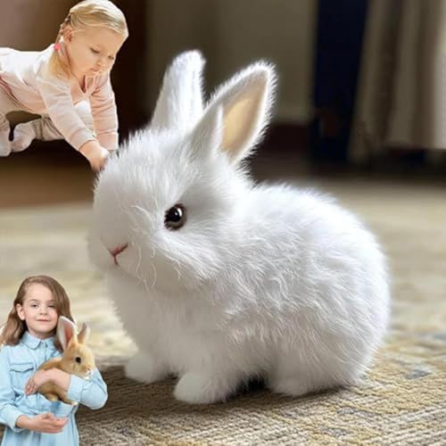 Bunny Mein Realistisches Kaninchen, Realistisches Kaninchen Spielzeug, Interaktive Easter Robot Rabbit Toys Plüschfigur | Niedlicher Stoffhase, Jumping, Twitching, and Shaking Ears von Pavsicgn
