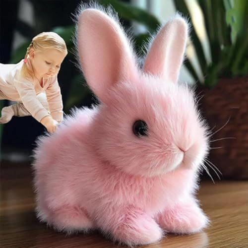 Bunny Mein Realistisches Kaninchen, Realistisches Kaninchen Spielzeug, Interaktive Easter Robot Rabbit Toys Plüschfigur | Niedlicher Stoffhase, Jumping, Twitching, and Shaking Ears von Pavsicgn