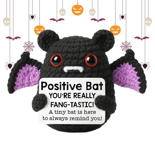 Pavsicgn Häkelfledermaus - Halloween Gestrickte Tiere | Lustige Süße Inspirierende Deko Mit Karte Für Schreibtisch Abschluss Geburtstag Weihnachten Zuhause Arbeitsplatz Dekoration von Pavsicgn