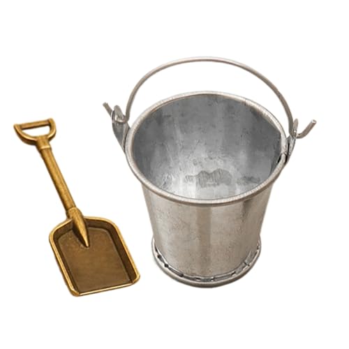 Pavsicgn Miniatur Schaufel, 2X Puppenhaus Sand Spaten, Realistischer Eimerschmuck Set Für Kinder Schreibtischdekoration Schule Arbeitsplatz Mädchen von Pavsicgn