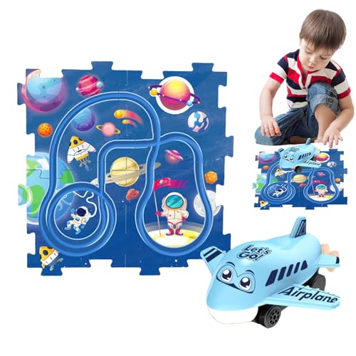 Pavsicgn Puzzle Racer Car Track Set, Puzzle Track Car Play Set | Auto -Puzzlespiel - - Fahrzeug- und Jigsaw -Board, Bahnfahrzeuggebäudespiel, Bildungsspielspiel für den Urlaub von Pavsicgn