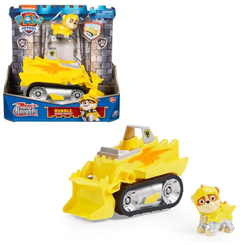 PAW PATROL, Rescue Knights Basis Fahrzeug Spielzeugauto von Rubble mit Welpenfigur, Spielzeug geeignet für Kinder ab 3 Jahren von PAW PATROL