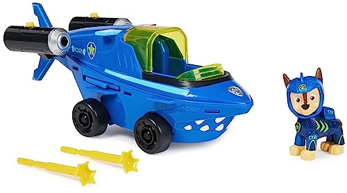 PAW PATROL, Aqua Pups - Basis Fahrzeug Spielzeugauto im Hai-Design mit Chase Welpenfigur, Spielzeug geeignet für Kinder ab 3 Jahren von PAW PATROL