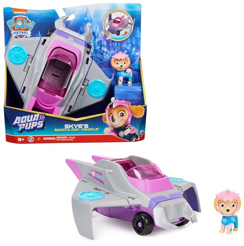 PAW Patrol, Aqua Pups - Basis Fahrzeug Spielzeugauto im Rochen-Design mit Skye Welpenfigur, Spielzeug geeignet für Kinder ab 3 Jahren von PAW PATROL