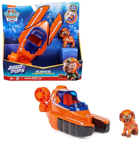 PAW PATROL, Aqua Pups - Basis Fahrzeug Spielzeugauto im Hummer-Design mit Zuma Welpenfigur, Spielzeug geeignet für Kinder ab 3 Jahren von PAW PATROL