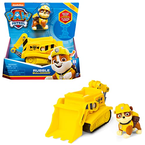 PAW Patrol, Baustellen-Fahrzeug mit Rubble-Figur (Basic Vehicle/Basis Fahrzeug), Spielzeugauto, ab 3 Jahren von Paw Patrol