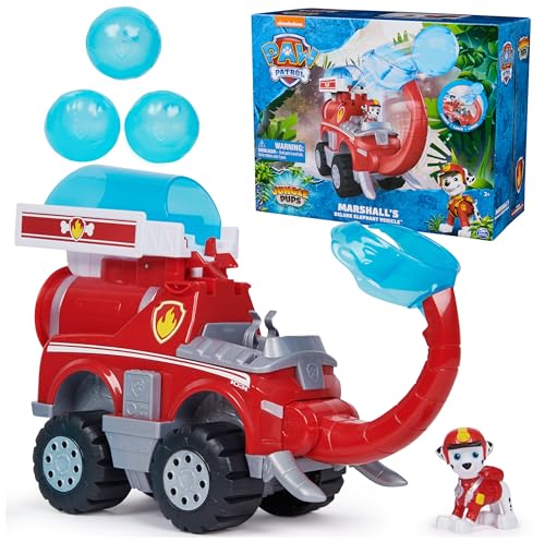PAW Patrol Jungle Pups, Marshall Elefant Feuerwehrauto mit Projektilwerfer, Spielzeugwagen mit Actionfigur, Kinderspielzeug für Jungen & Mädchen ab 3 Jahren von PAW PATROL