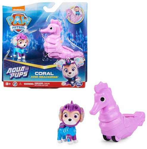 PAW PATROL, Aqua Pups - Hero Pups Actionfiguren-Set mit 1 Coral Welpenfigur und 1 Seepferd Figur, Spielzeug geeignet für Kinder ab 3 Jahren von PAW PATROL