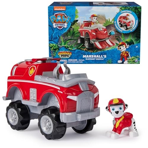 Paw Patrol Jungle Pups, Marshall-Elefantenfahrzeug, Spielzeug-Truck mit Sammel-Actionfigur, Kinderspielzeug für Jungen und Mädchen ab 3 Jahren von PAW PATROL