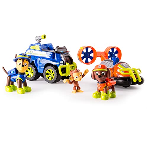 Paw Patrol – Set mit 2 Dschungel-Fahrzeugen – 2 Fahrzeuge und 3 Figuren Chase Zuma und AFFE Mandy, Thema Dschungel Spielzeug für Kinder ab 3 Jahren von Paw Patrol