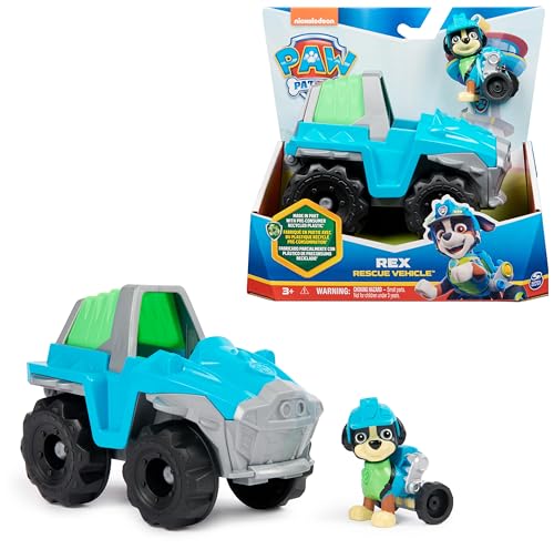 Paw Patrol, Dinosaurier-Rettungsfahrzeug mit Rex-Figur (Sustainable Basic Vehicle/Basis Fahrzeug), Spielzeug für Kinder ab 3 Jahren von PAW PATROL