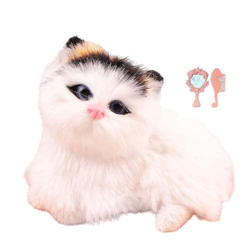 Pawcean Realistische flauschige miauende Katze mit Spiegel und Kamm, lebensecht, interaktives Haustierspielzeug, Schreibtischdekoration, Geschenk für Kinder, Jungen, Mädchen Pawcean Realistische flauschige miauende Katze mit Spiegel und Kamm, lebensecht, interaktives Haustierspielzeug, Schreibtischdekoration, Geschenk für Kinder, Jungen, Mädchen von Pawcean
