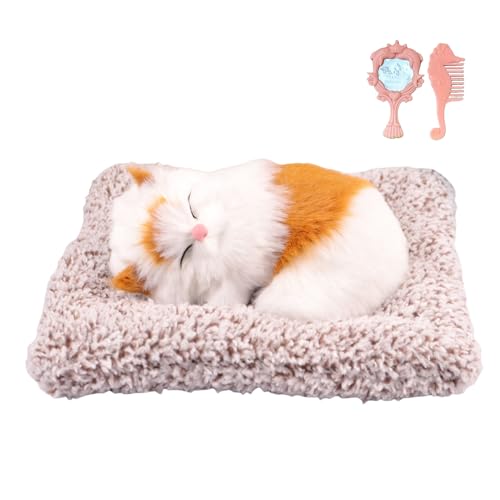 Pawcean Schlafende Katze auf Pad, Puppe, Spielzeug, inklusive Spiegel und Kamm, Bambuskohlenstoff, niedliches Mini-Kätzchen auf Pad mit Miaugeräuschen, Dekoration, Handspielzeug, Geschenk für Kinder Pawcean Schlafende Katze auf Pad, Puppe, Spielzeug, inklusive Spiegel und Kamm, Bambuskohlenstoff, niedliches Mini-Kätzchen auf Pad mit Miaugeräuschen, Dekoration, Handspielzeug, Geschenk für Kinder von Pawcean