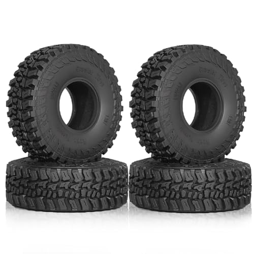 Pawnath 4 Stück 120 mm 1,9 Weichgummireifen Radreifen für 1/10 RC Crawler Auto Axial SCX10 Pro Capra TRX4 D90 Redcat Upgrade Teile von Pawnath