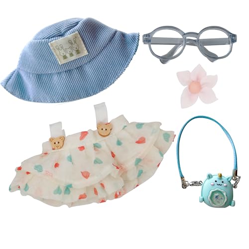 Kleidung Zubehör für 17cm Plüschpuppen Rock Set für Puppen Outfit Kleid Süße Macaron Kleidung Sommerkleid (Keine Puppe) (Blau) von Pawro