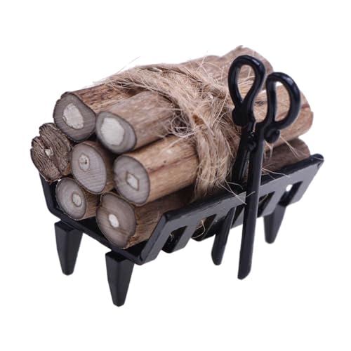1:12 Puppenhaus Brennholz Stapel Miniatur Outdoor Decor Micro Landschaft Spielzeug Metall Rack für Garten von PawwJoy