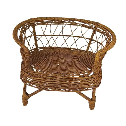 1:12 Puppenhaus Rattan Stuhl Miniatur Handwerk Miniatur gewebte Möbel für Puppe Ob11 Weidenstuhl Zubehör von PawwJoy