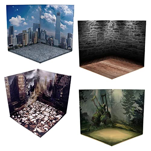 4 Stück 1/12 Maßstab Hintergrund Layout Aufbewahrung Hintergrund für Actionfiguren Display Miniatur Diorama von PawwJoy
