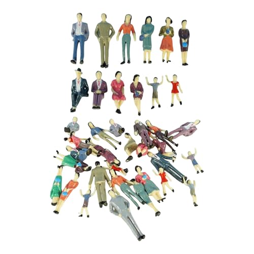 50 x Mini-Figuren im Maßstab 1:36, Puppenhaus-Menschen, realistische, handbemalte Diorama-Figuren für Modelleisenbahn-Szenen, Basteln von PawwJoy