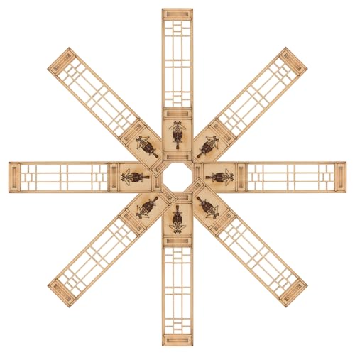Dekorative chinesische Miniatur-Bildschirme, Vintage-Puppenhaus-Raumteiler, 12,5 x 2,5 cm, beigefarbenes Holz, Miniatur-Requisiten, 8 Stück von PawwJoy