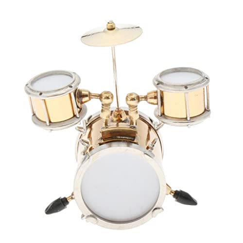 Miniatur-Kupfertrommel-Set im Maßstab 1:12, Modell aus Metall, Musikinstrument für Puppenhaus, Schreibtisch, Ornament, Party-Dekoration, Sammlerstücke von PawwJoy