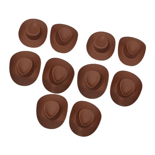 PawwJoy 10 Miniatur-Cowboyhüte im Maßstab 1/6, Western-Cowgirl-Hüte für 30,5 cm große Puppen, Kuchendekoration, Partyzubehör, Puppenhaus-Dekoration, Braun von PawwJoy