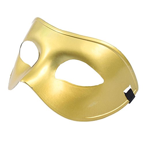 PawwJoy Gold Herren Maskerade Kostüm Ball Halbgesicht Augenmaske - Verstellbares Partykleid Zubehör für formelle Veranstaltungen von PawwJoy