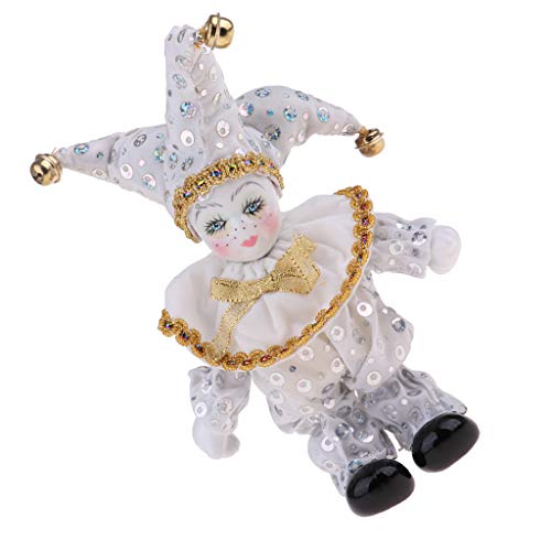 PawwJoy Italienische Porzellanpuppe, stehendes Modell, Sammlerstück, Desktop-Dekoration, weißes Dreieck, Clown-Puppe, 20,3 cm von PawwJoy