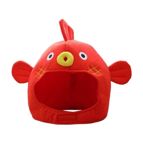 Puffer Fisch-Form, Kostüm, Hut, lustig, Plüschtier, Cosplay, Kopfbedeckung für Foto-Requisiten, Festivals, Partys, Rot von PawwJoy