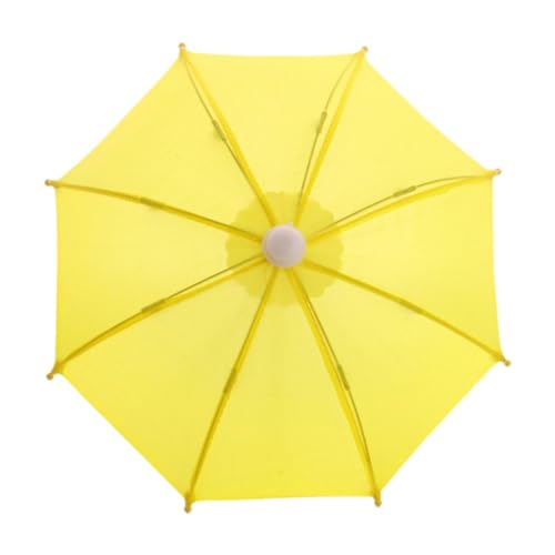 Puppenhaus-Miniatur-Regenschirm, niedlicher Sonnenschirm, Dekoration für 45,7 cm Puppen, Maßstab 1:4, 1:6, Puppenzubehör, sonniges regnerisches Spielspielzeug, Gelb von PawwJoy