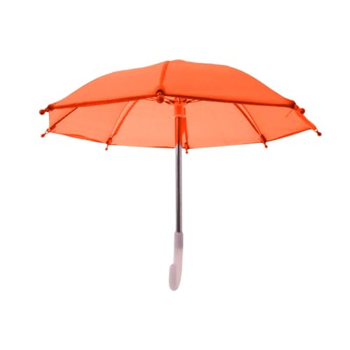 Puppenhaus-Miniatur-Regenschirm, niedlicher Sonnenschirm, Dekoration für 45,7 cm Puppen, Maßstab 1:4, 1:6, Puppenzubehör, sonniges regnerisches Spielspielzeug, Orange von PawwJoy