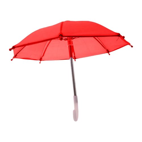 Puppenhaus-Miniatur-Regenschirm, niedlicher Sonnenschirm, Dekoration für 45,7 cm Puppen, Maßstab 1:4, 1:6, Puppenzubehör, sonniges regnerisches Spielspielzeug, Rot von PawwJoy