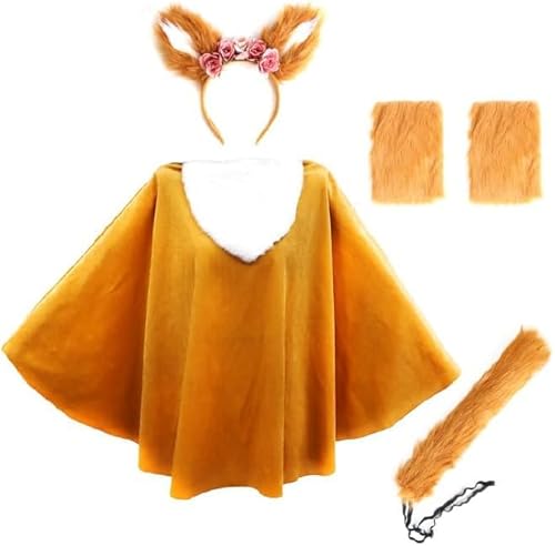 Paxrmuky Fuchs Kostüm Damen, Fuchs Ohren Haarreif + Umhang+ Plüschschwanz + Stiefelüberzüge, Karneval Fasching Cosplay Kostüm Party Zubehör Paxrmuky Fuchs Kostüm Damen, Fuchs Ohren Haarreif + Umhang+ Plüschschwanz + Stiefelüberzüge, Karneval Fasching Cosplay Kostüm Party Zubehör von Paxrmuky