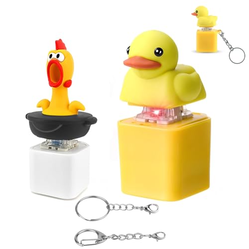 Duck Keyboard,Fidget Toys,2 Stück Duck Toy Quacking Fidget Toy,Huhn und Ente Keycap Stress Toy für Konzentration und Ruhe von PceGan
