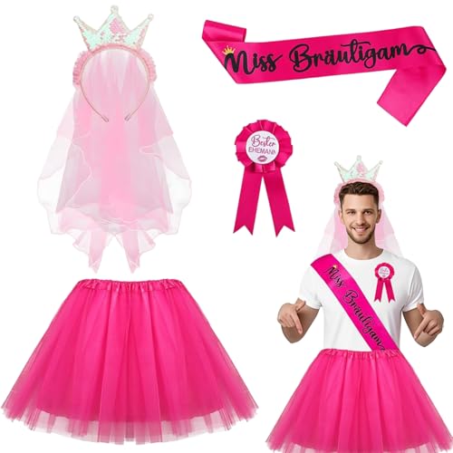 JGA Kostüm Männer,Junggesellenabschied Männer,4 StückJGA Accessoires Enthalten Junggesellenabschied Krone Abzeichen Schärpe und Tütü Herren für Party JGA Kostüm Männer,Junggesellenabschied Männer,4 StückJGA Accessoires Enthalten Junggesellenabschied Krone Abzeichen Schärpe und Tütü Herren für Party von PceGan