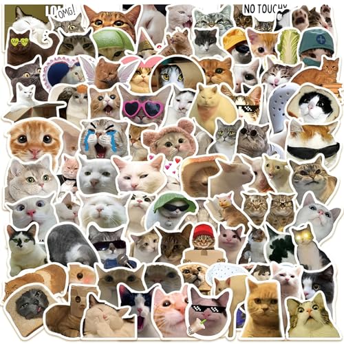 PceGan Katzen Sticker, 100 Stück Aufkleber, Lustig Niedlich Wasserfest Meme Sticker Katzensticker Geschenke für Katzenliebhaber, Sticker Aesthetic für Skateboard Laptop Erwachsene Kinder PceGan Katzen Sticker, 100 Stück Aufkleber, Lustig Niedlich Wasserfest Meme Sticker Katzensticker Geschenke für Katzenliebhaber, Sticker Aesthetic für Skateboard Laptop Erwachsene Kinder von PceGan