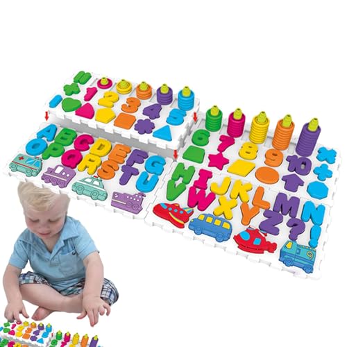 Pcingsia Passendes Buchstabenspiel aus Holz, lustiges Alphabet, Zahlenform, passendes Tischspiel – Vorschul-Lernaktivitäten, Form- und Farberkennungsspiel für Mädchen, , Kinder) von Pcingsia