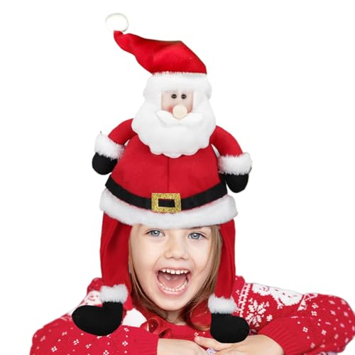 Pcingsia Weihnachtsmütze für den Urlaub, rote und weiße Weihnachtsmütze, Plüschmütze, Komfort, extra dick, für Damen und Herren, für Neujahr, festliche Party, Mädchen, , Kleinkind von Pcingsia