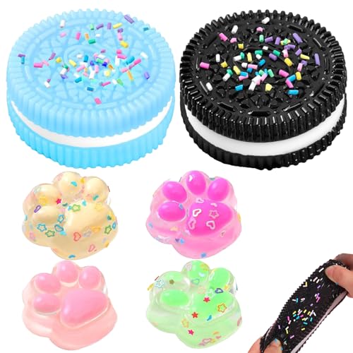 Katzenpfoten Squishy, 6 Stück Oreo Squishy mit Pfoten Squishy, Squeeze Toy für Stressabbau und Sensorisches Spiel, Ideal für Kinder und Erwachsene mit Autismus, Farben: Schwarz, Lila, Rosa, Gelb, Blau Katzenpfoten Squishy, 6 Stück Oreo Squishy mit Pfoten Squishy, Squeeze Toy für Stressabbau und Sensorisches Spiel, Ideal für Kinder und Erwachsene mit Autismus, Farben: Schwarz, Lila, Rosa, Gelb, Blau von PcvGef