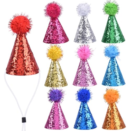 PcvGef Partyhüte für Kuscheltiere, 10 Stück Mini Partyhüte mit Glitzer und Pompons, Bunte Farben für Geburtstagsfeiern, Baby Shower und Festliche Anlässe, Ideal für Kinder und Erwachsene PcvGef Partyhüte für Kuscheltiere, 10 Stück Mini Partyhüte mit Glitzer und Pompons, Bunte Farben für Geburtstagsfeiern, Baby Shower und Festliche Anlässe, Ideal für Kinder und Erwachsene von PcvGef