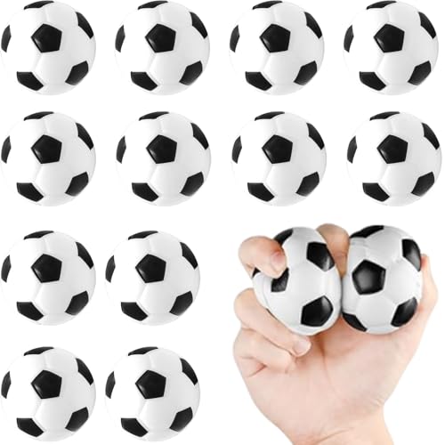 PcvGef Stressball Mini Fußball 12 Stück, Fussball Mitgebsel Kindergeburtstag, Kleine Bälle aus PU für Stressabbau und Aufmerksamkeitstraining, 4 cm Fußball Stressbälle von PcvGef
