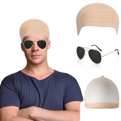 Pitbull Kostüm Glatzenkappe Pitbull, 3-teiliges Set mit Glatze, Sonnenbrille und Kopfhülle, für Cosplay, Halloween und Theater, Hautfarbener Falten-Glattschutz (23 cm) Pitbull Kostüm Glatzenkappe Pitbull, 3-teiliges Set mit Glatze, Sonnenbrille und Kopfhülle, für Cosplay, Halloween und Theater, Hautfarbener Falten-Glattschutz (23 cm) von PcvGef