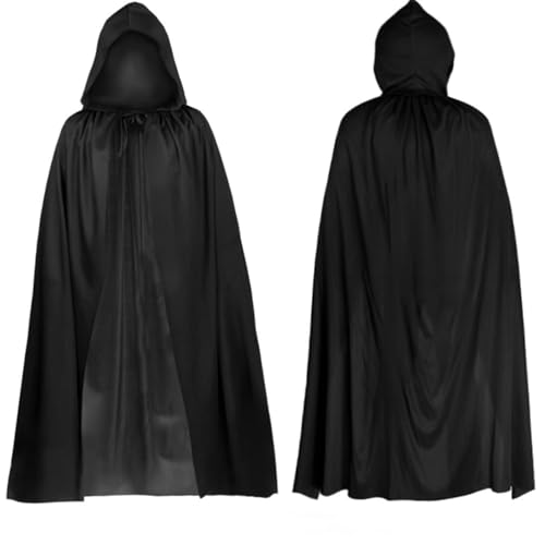 Schwarzer Umhang Mit Kapuze, 140cm Länge, Für Halloween Kostüm, Rollenspiel Und Thematische Partys, Bequemes Design Für Erwachsene Und Kinder Schwarzer Umhang Mit Kapuze, 140cm Länge, Für Halloween Kostüm, Rollenspiel Und Thematische Partys, Bequemes Design Für Erwachsene Und Kinder von PcvGef