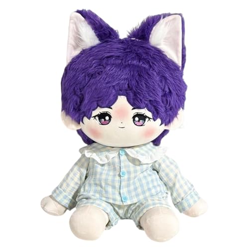 Pdaidou 40 cm Plüschpuppe bedrucktes Pyjama-Outfit, Baumwoll-Nachtwäsche-Set, 5 Stile, Nachtwäscheersatz (blaues Karomuster) von Pdaidou